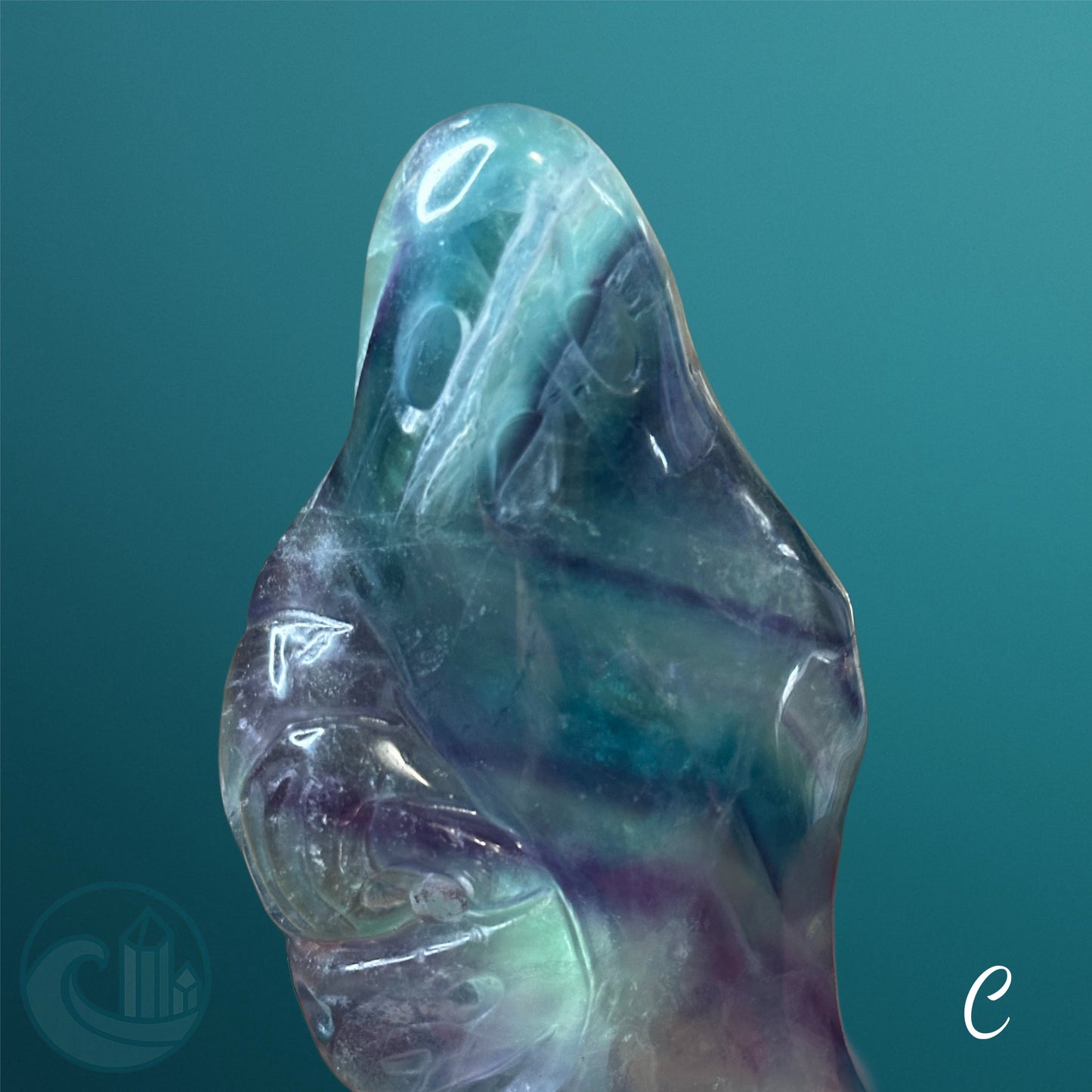 Rainbow Fluorite Ghost Carving