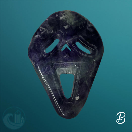 Rainbow Fluorite Ghost Mask Carving