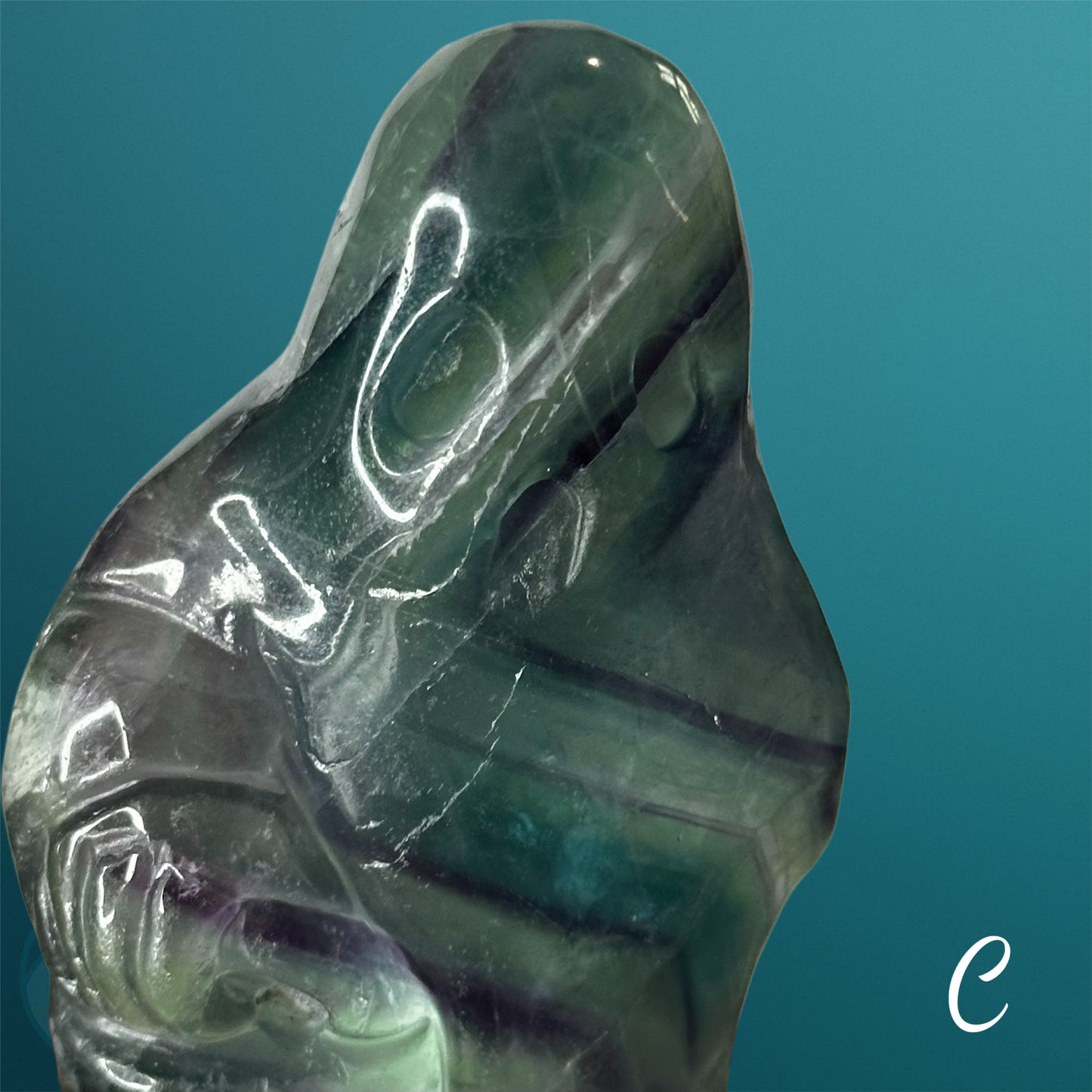 Rainbow Fluorite Ghost Carving