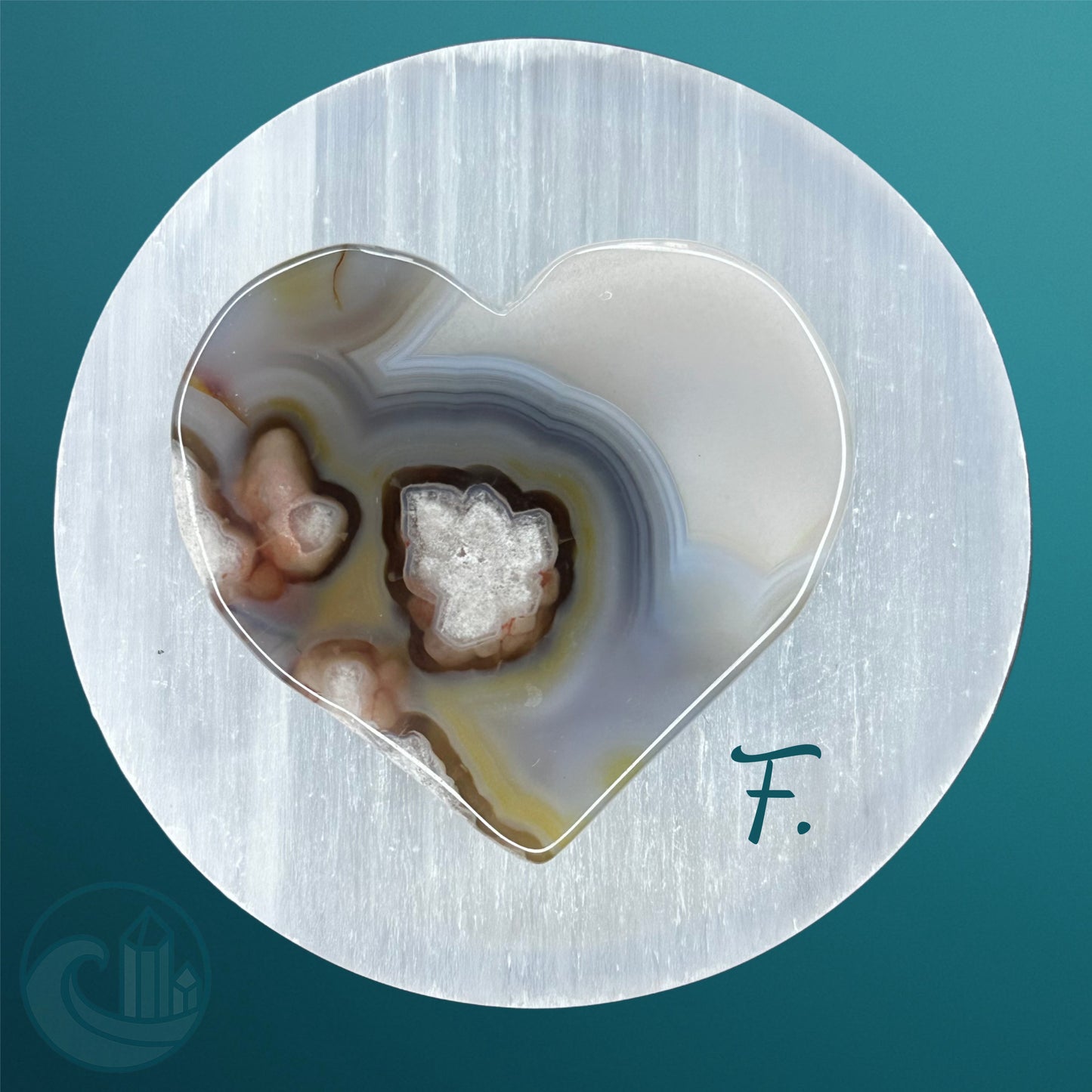 Black Flower Agate Heart