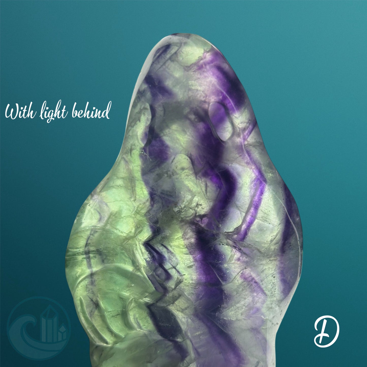 Rainbow Fluorite Ghost Carving