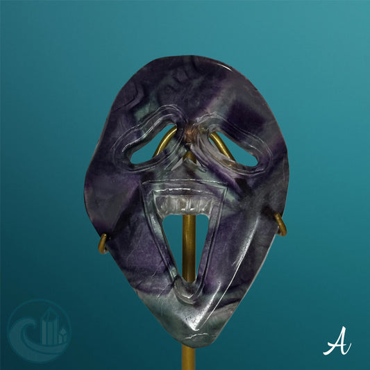 Rainbow Fluorite Ghost Mask Carving