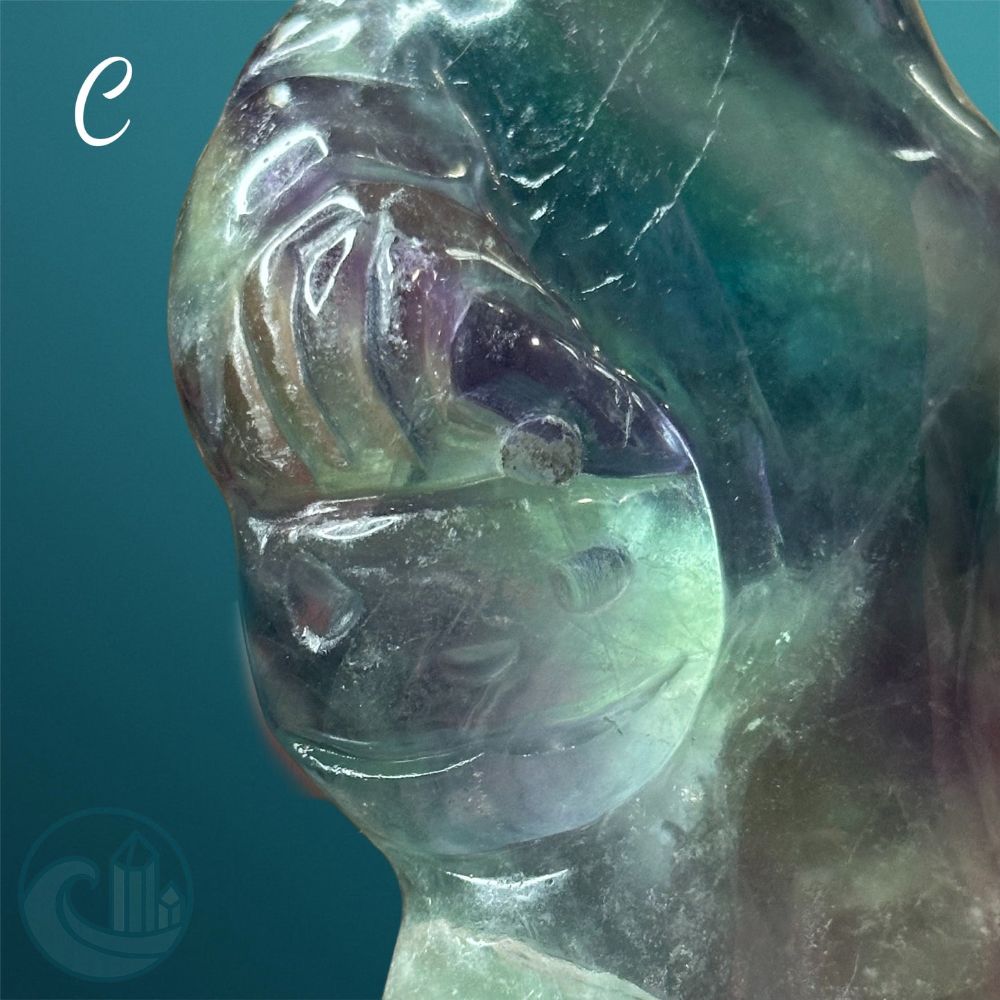 Rainbow Fluorite Ghost Carving