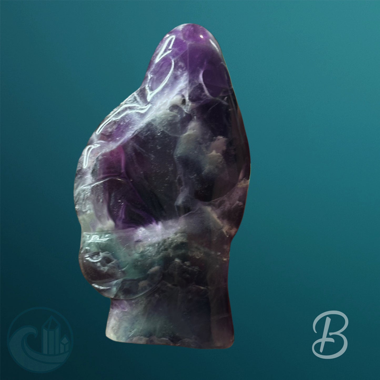 Rainbow Fluorite Ghost Carving