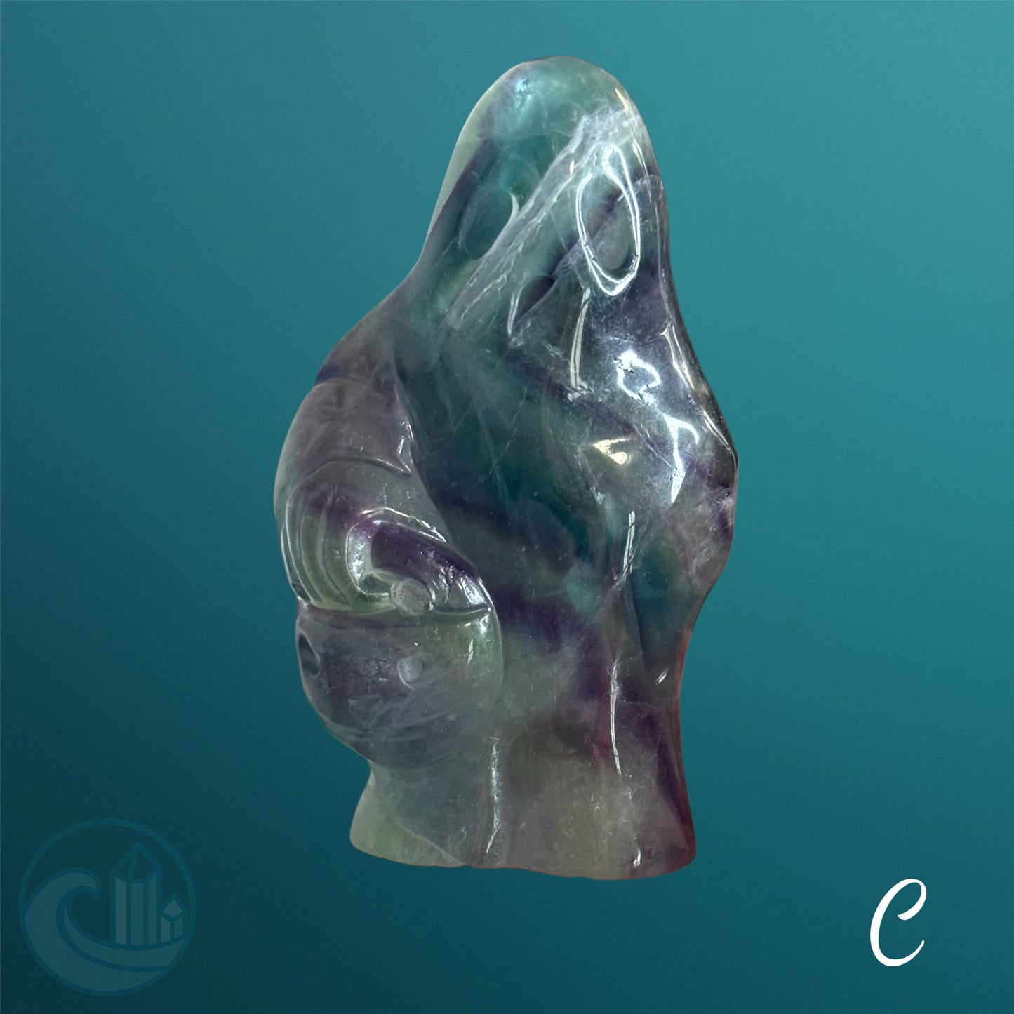Rainbow Fluorite Ghost Carving