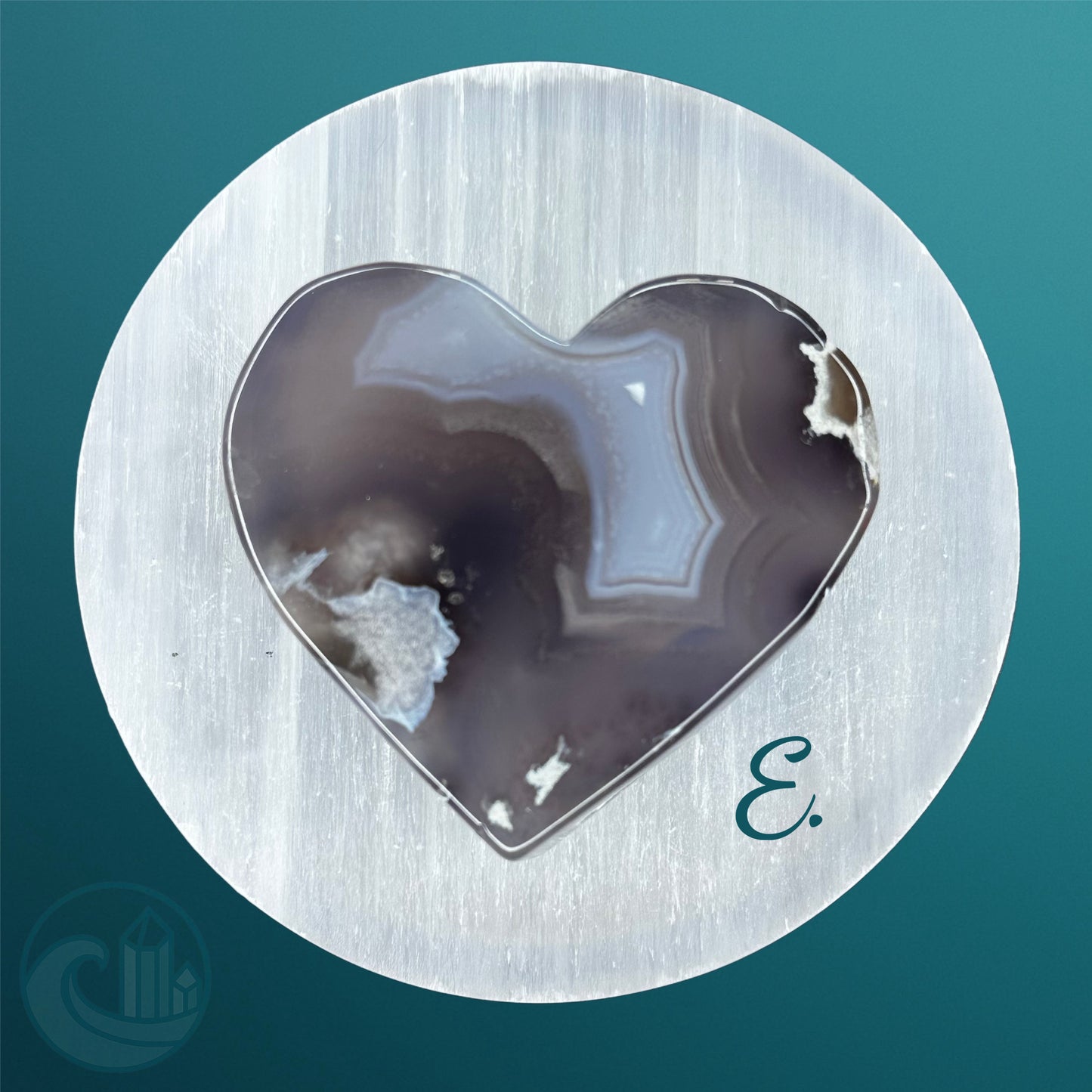 Black Flower Agate Heart