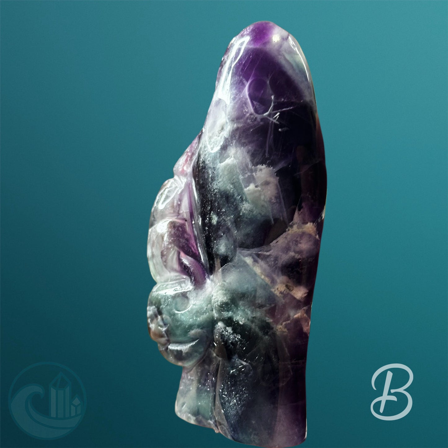Rainbow Fluorite Ghost Carving