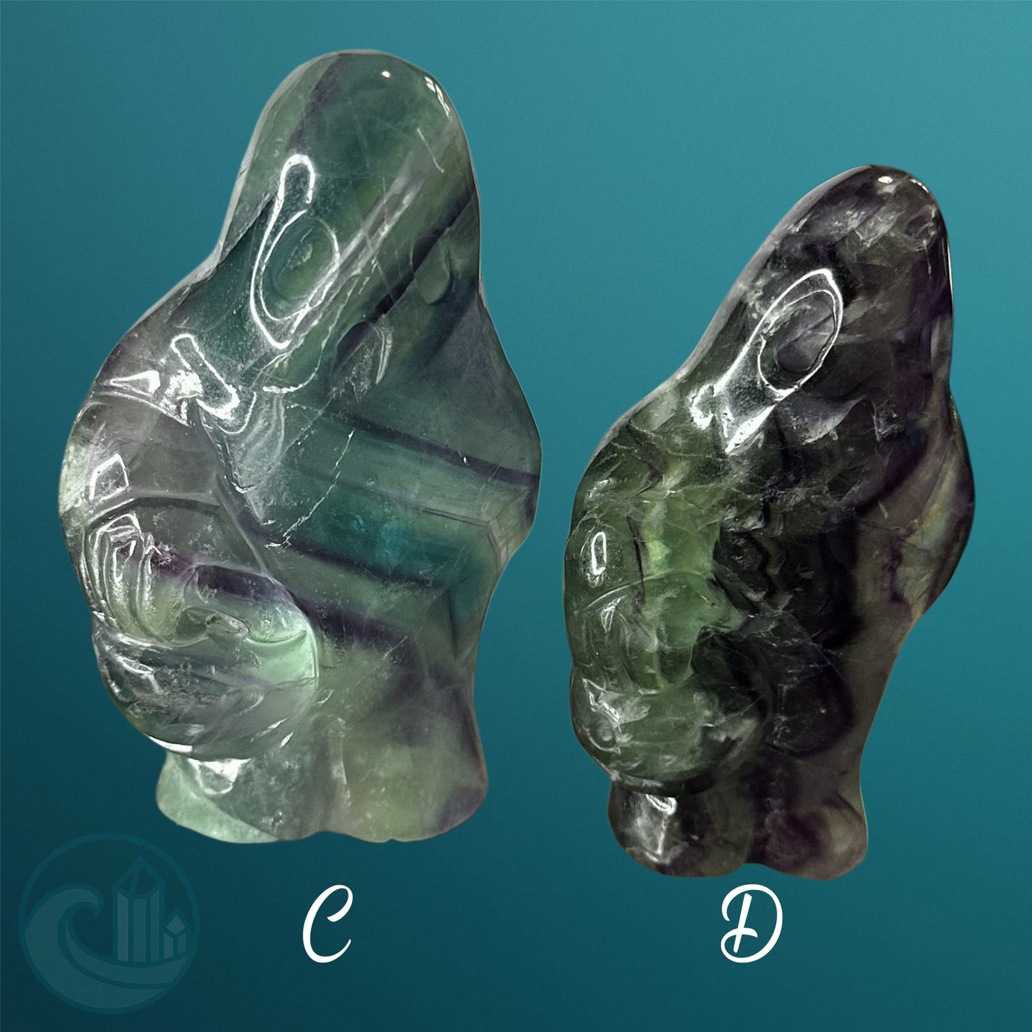 Rainbow Fluorite Ghost Carving