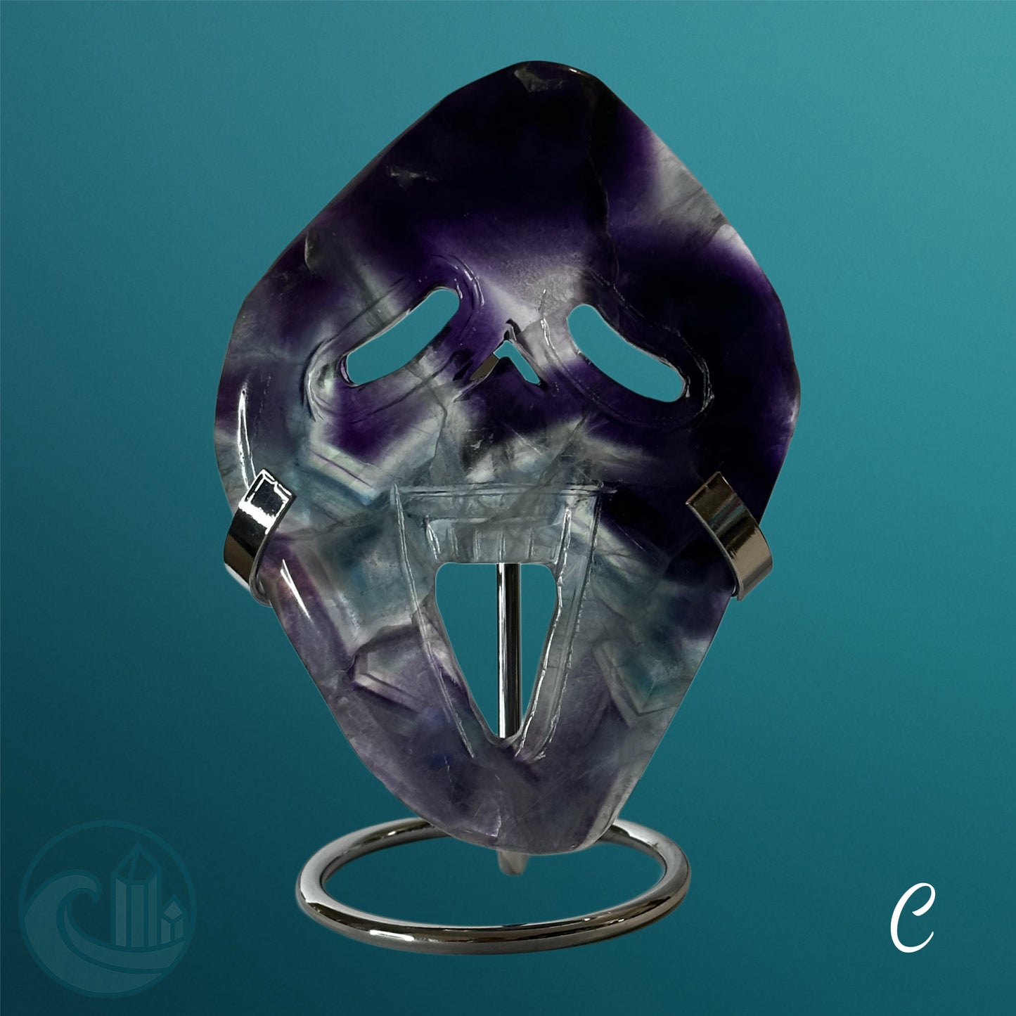 Rainbow Fluorite Ghost Mask Carving