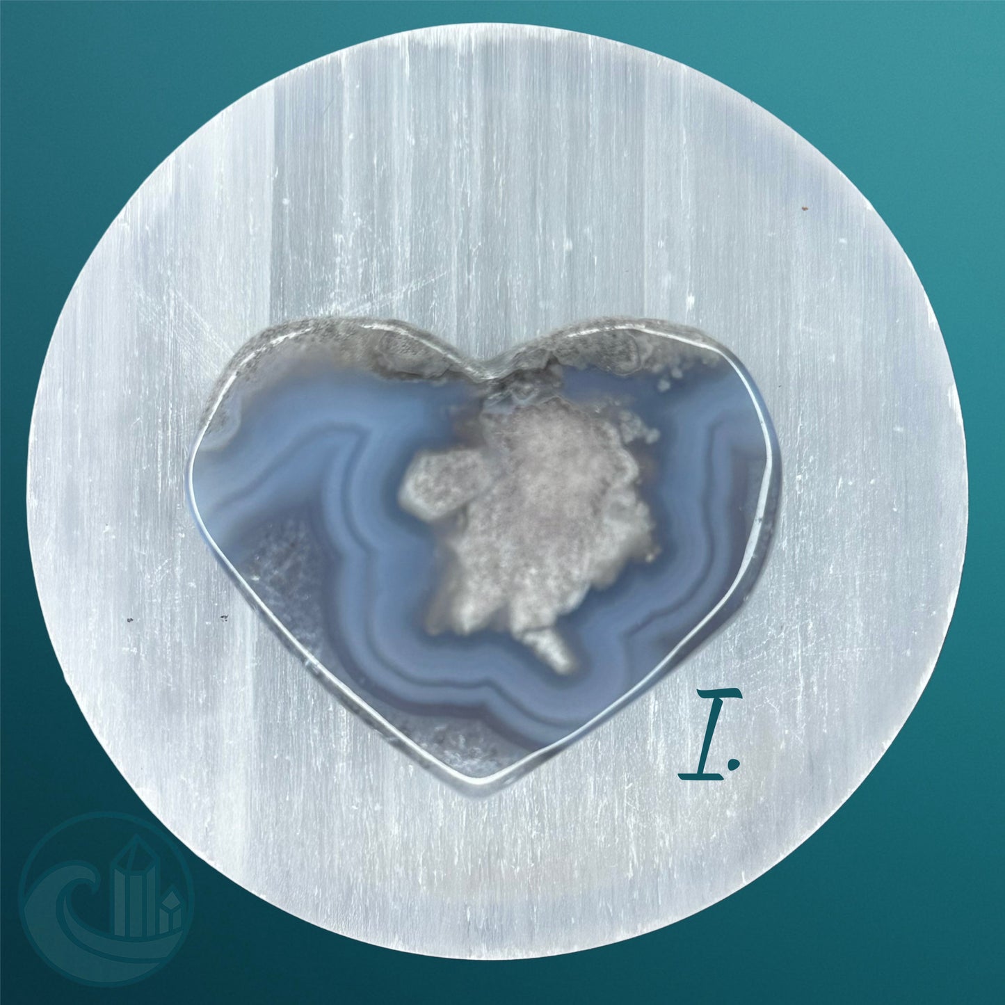 Black Flower Agate Heart