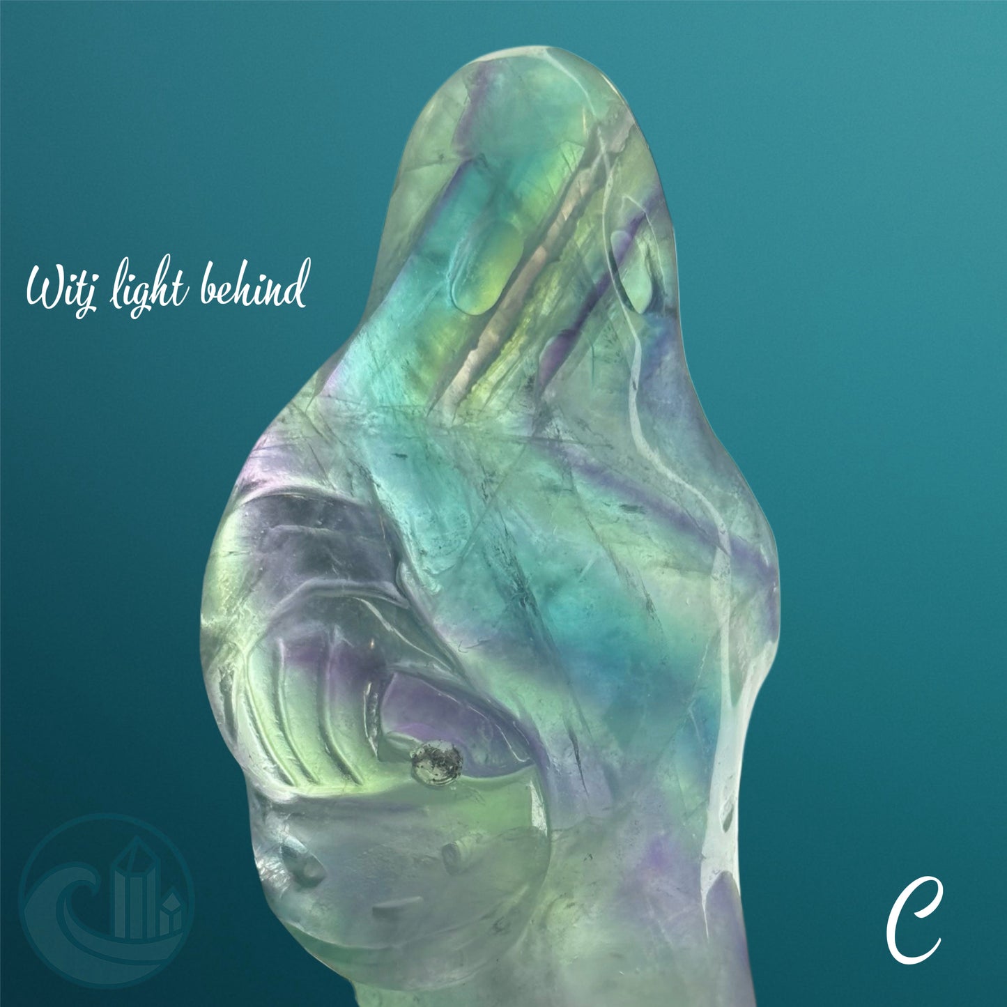 Rainbow Fluorite Ghost Carving